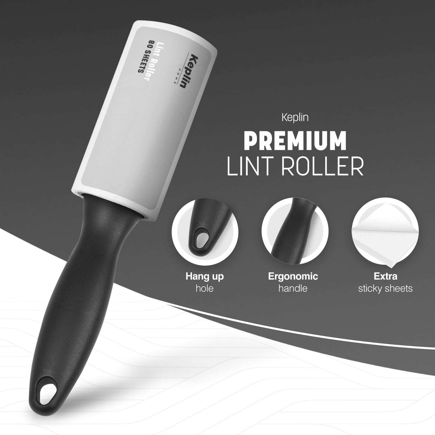 KEPLIN Lint Roller - 400 Sheets for Pet Hair & Fabric Care | Black 3