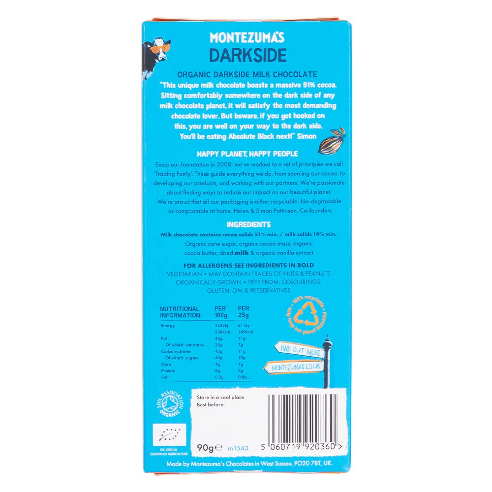 Montezuma - Darkside 51% Cocoa Dark Milk Chocolate Bar, Organic & Gluten-Free 5