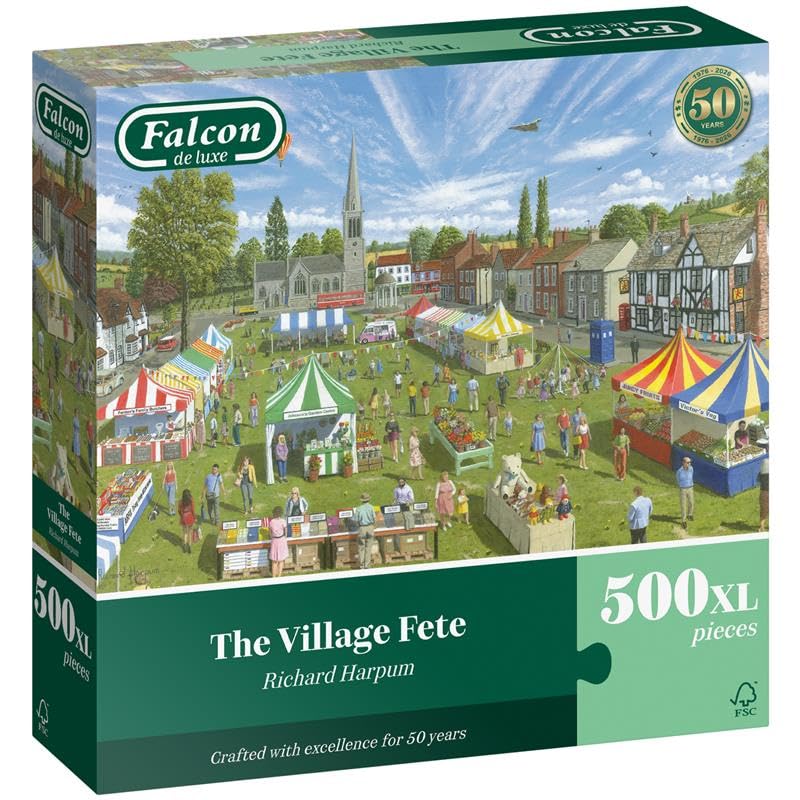 Falcon The Village Fete - 500XL Piece Jigsaw Puzzle for Adults | Richard Harpum Illustration | Recycled Cardboard