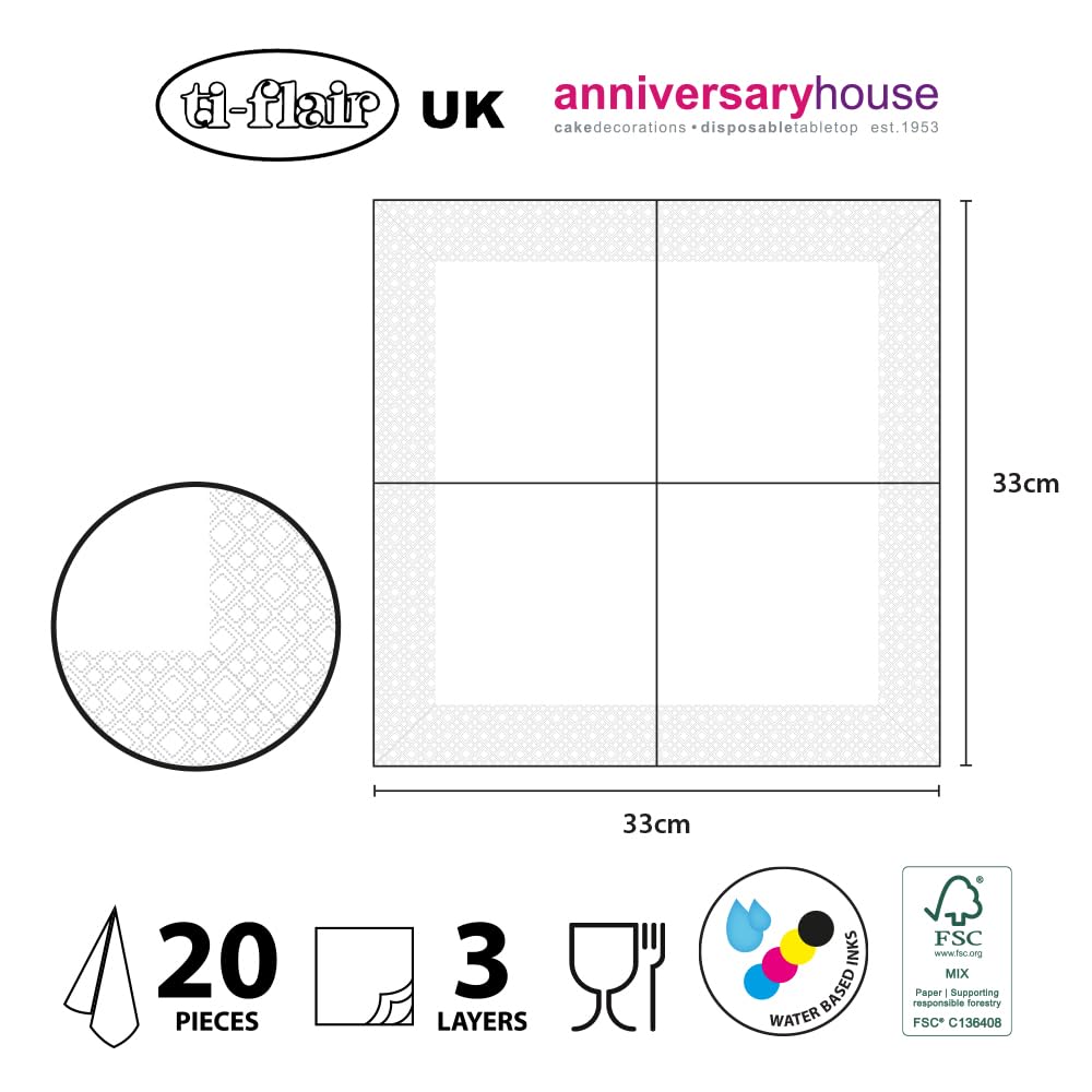 Ti-flair Robin, Holly & Snowdrops Luxury Christmas Napkins - 3-Ply Festive Paper Serviettes, 20 Pack 5