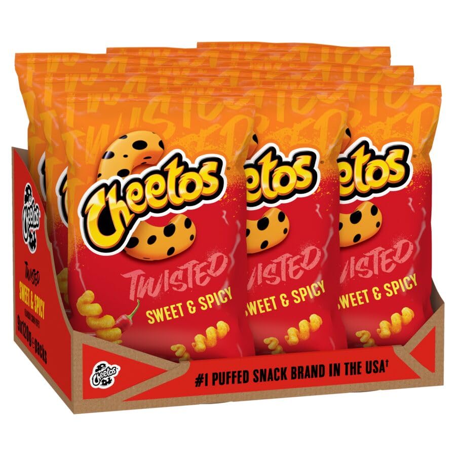 Cheetos Twisted Sweet & Spicy Sharing Crisps - 120g Bag, Pack of 9 1