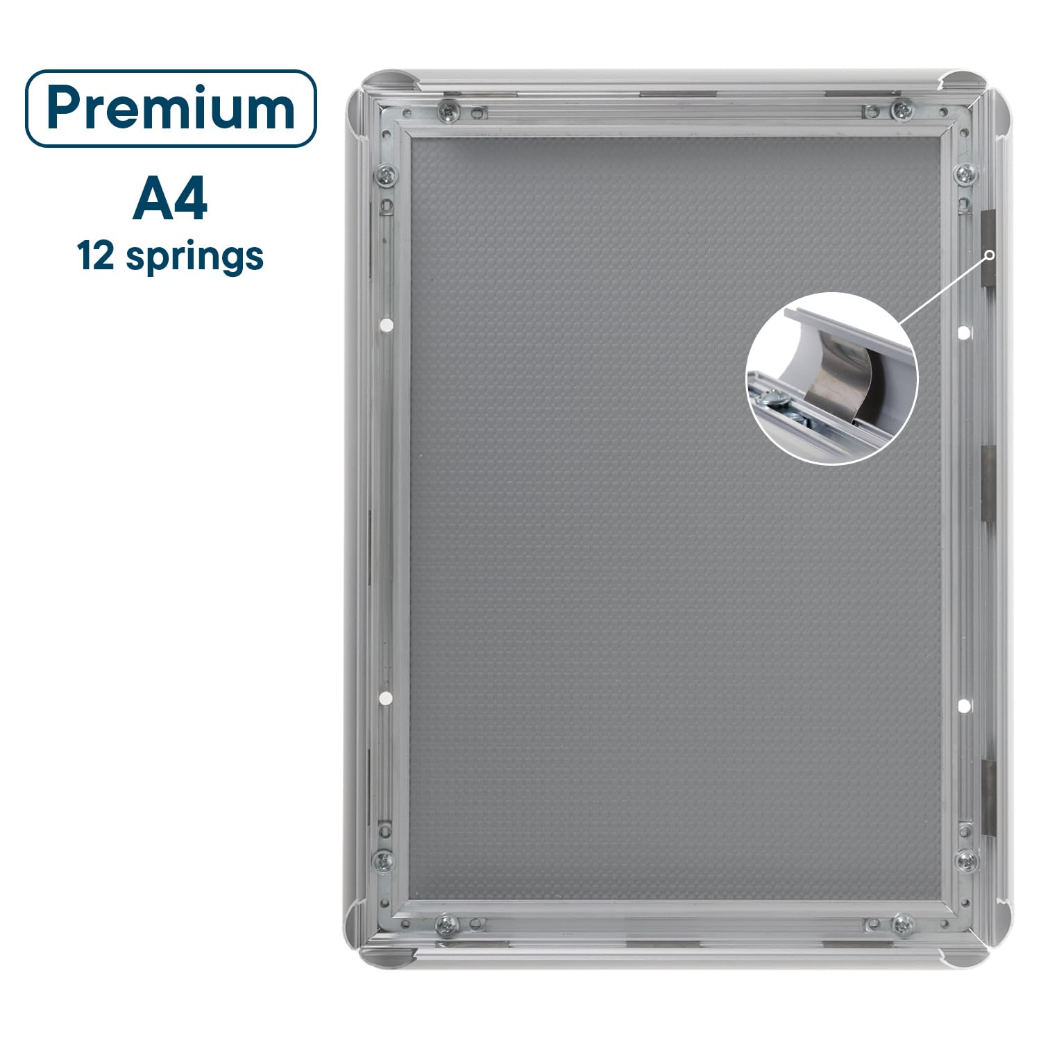 Europel A4 Silver Snap Frame - Anodised Aluminium, Mitred Corners, Anti-Glare Cover