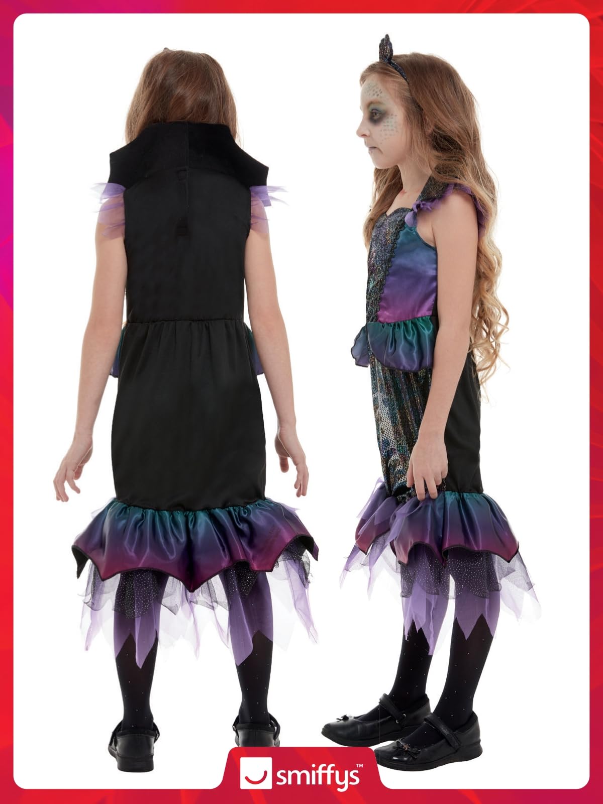 Smiffys Dark Mermaid Costume - Purple Dress with Headband 5