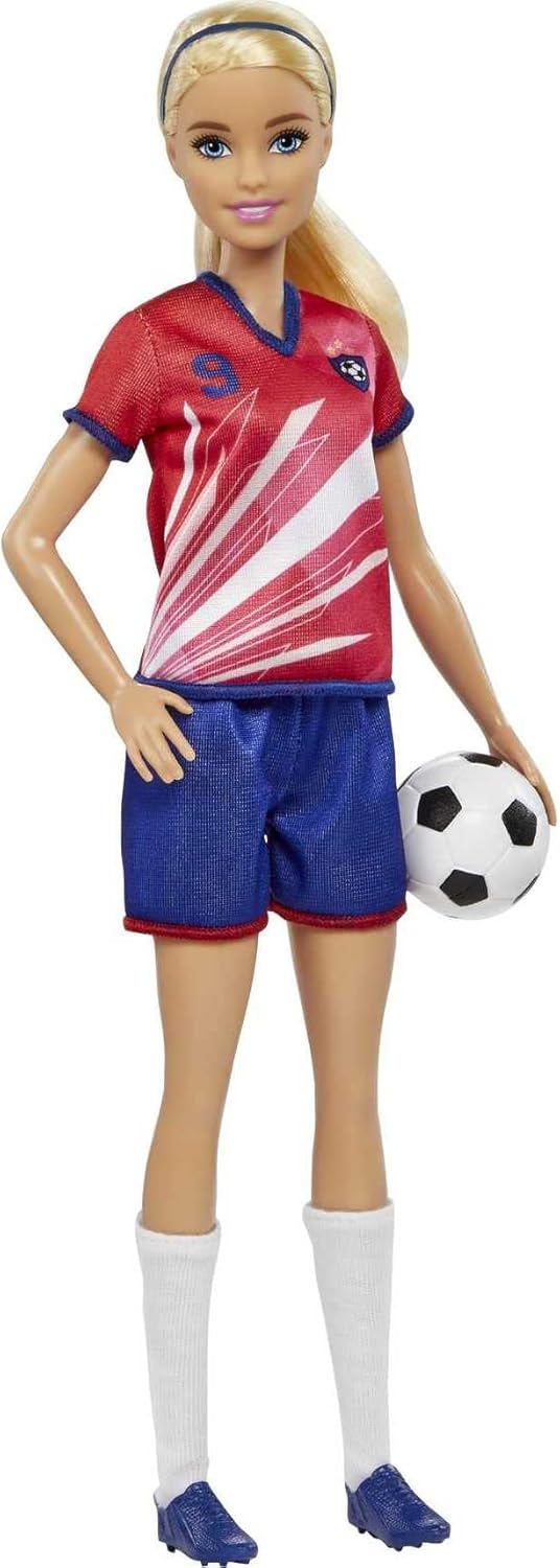 Barbie Soccer Doll - Blonde Ponytail, #9 Uniform, Soccer Ball & Cleats, Ages 3+ 2
