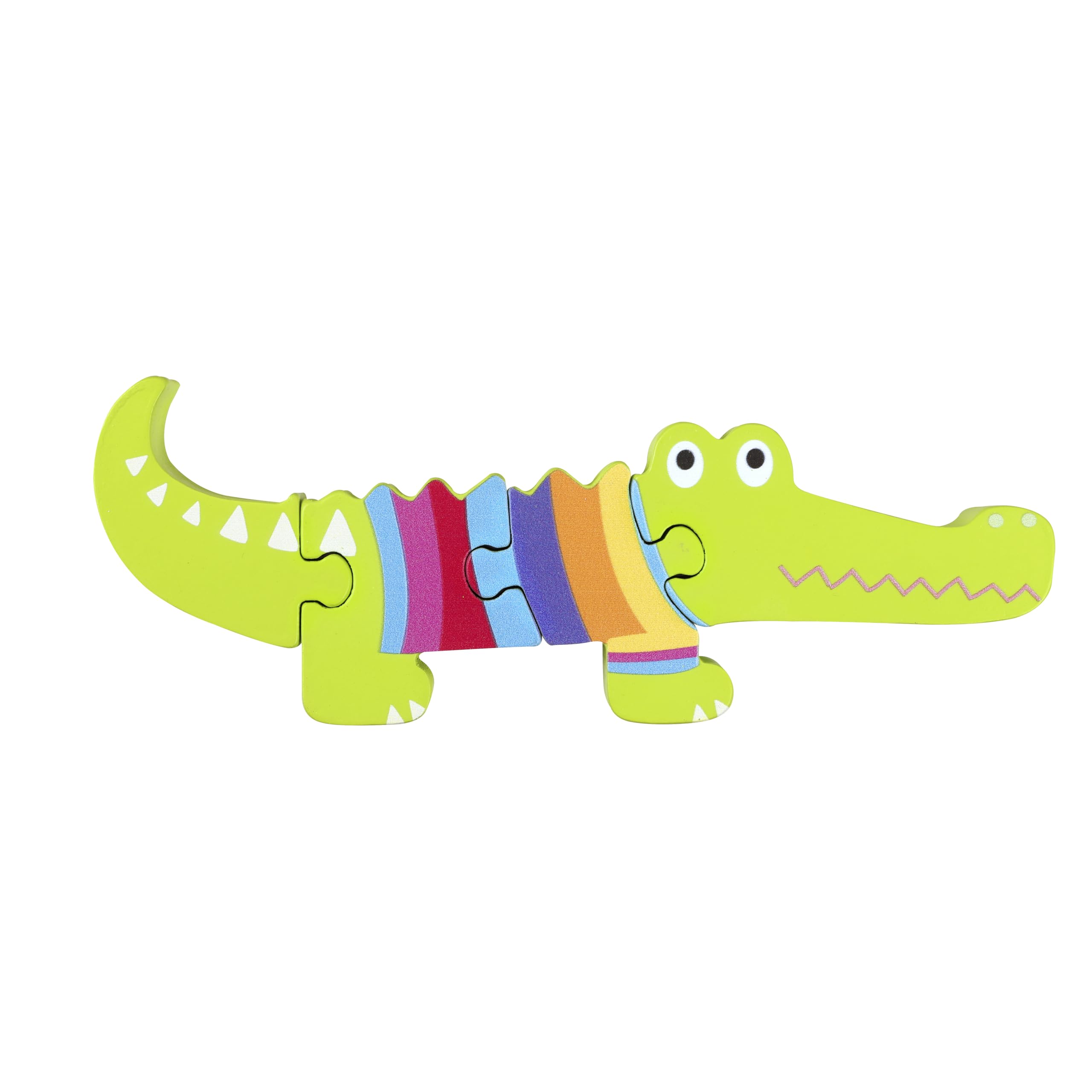 ORANGE TREE Wooden Crocodile Puzzle - Rainbow Colours | Educational Toy for Toddlers (4 Pieces)