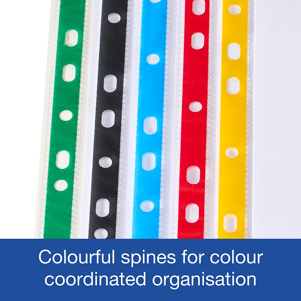SUMMIT A4 Punched Poly Pockets - 100 Pack Multi-Colour | Universal Fit for Binders | Durable PP Protection 5