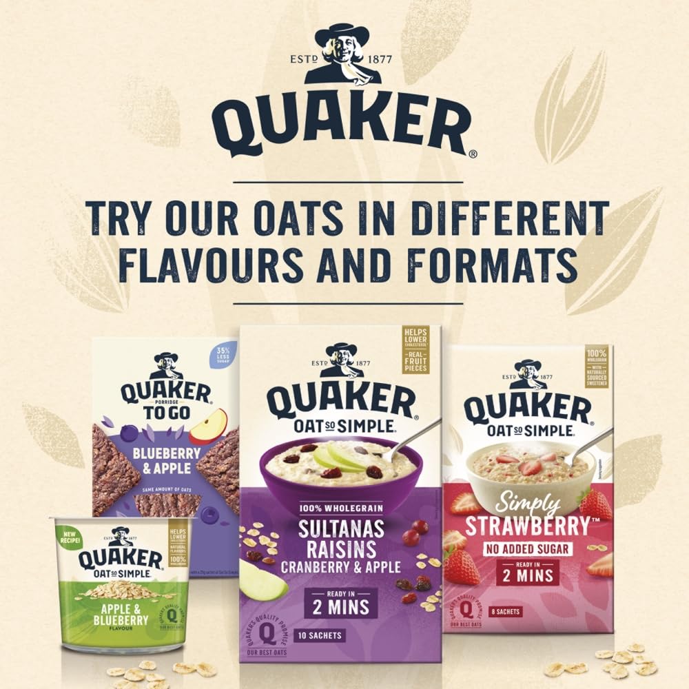 Quaker Oat So Simple Strawberry and Raspberry Porridge, Pack of 10 11