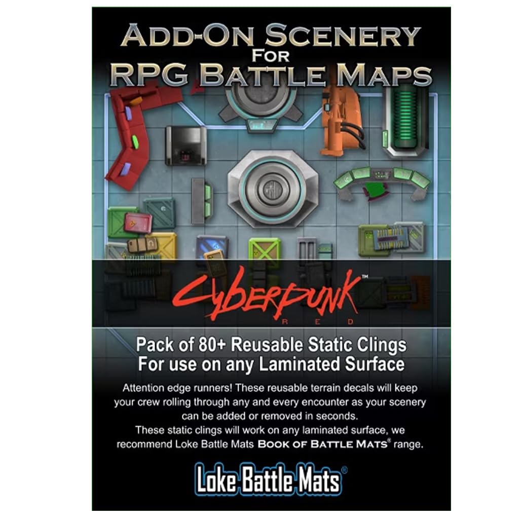 Loke BattleMats Cyberpunk RED Add On Scenery for RPG Maps | Reusable Static Clings | Multicolor 1