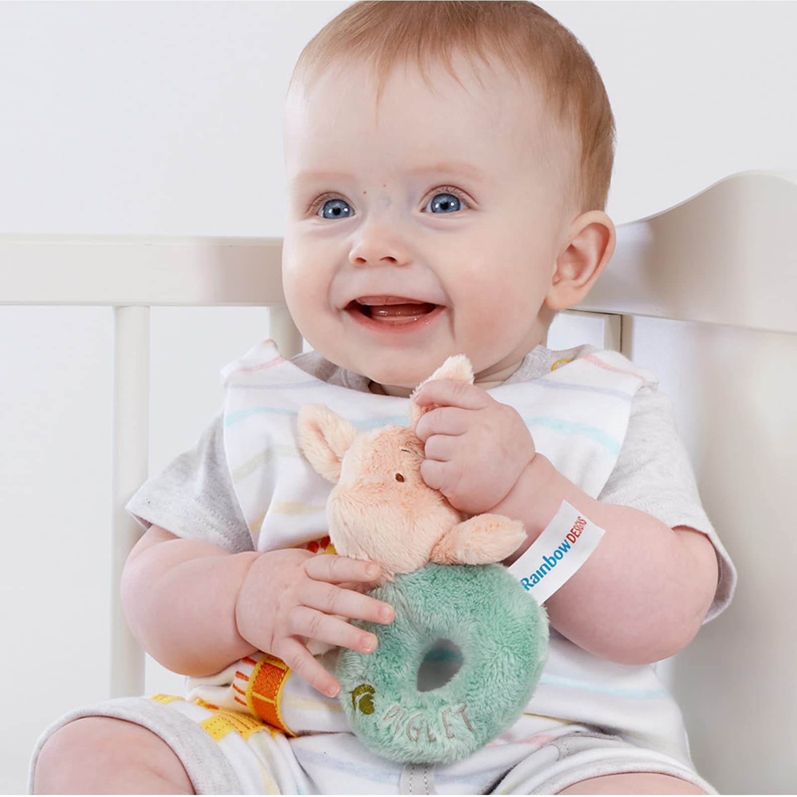 Rainbow Designs Official Disney Winnie The Pooh Piglet Soft Ring Rattle for Newborns | Plush | Pink 5
