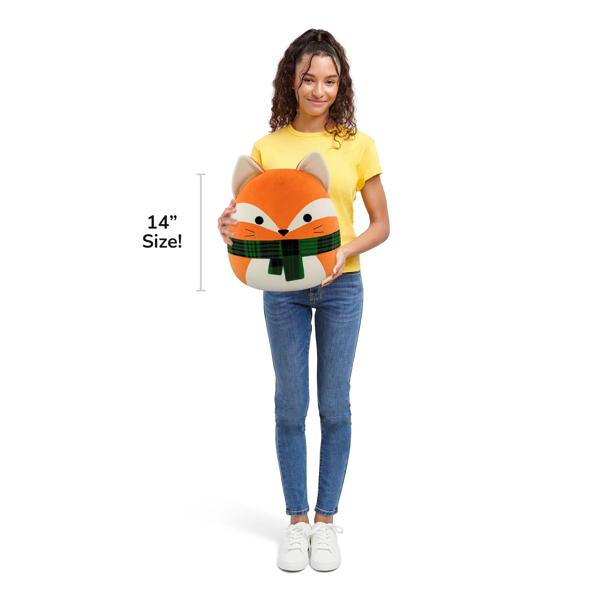 Squishmallows James the Orange Fox 14" Plush - Amazon Exclusive with Plaid Scarf 15