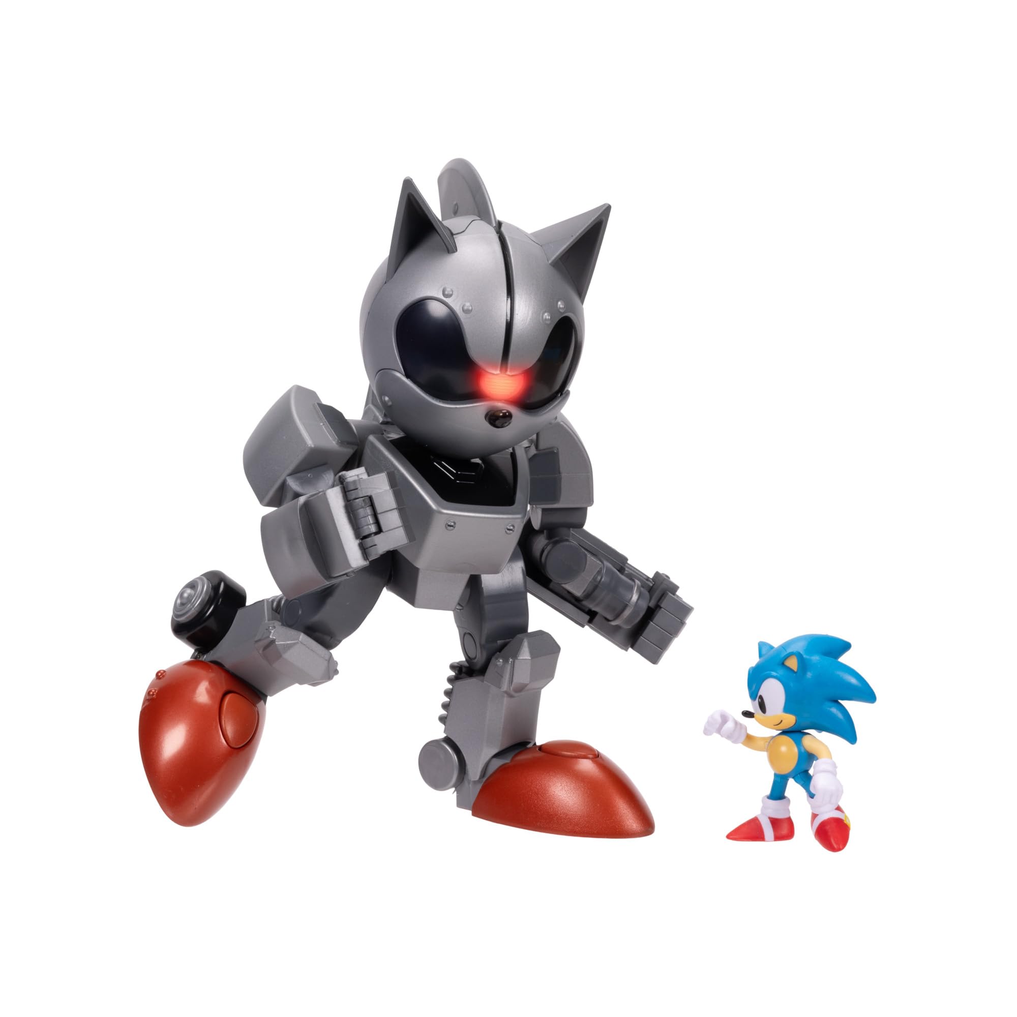 Giant Mecha Sonic vs Sonic - 8-inch Action Figure Playset with Light-Up Eyes