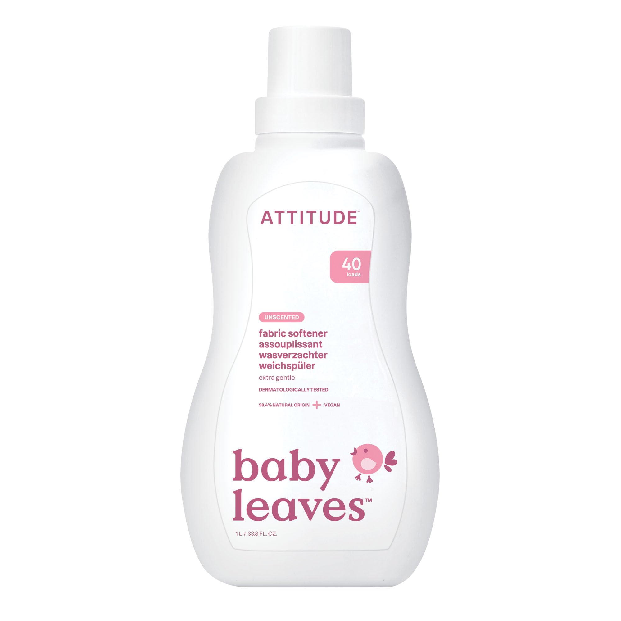 ATTITUDE Baby Fabric Softener Liquid, Unscented, 1.04 l, EWG Verified