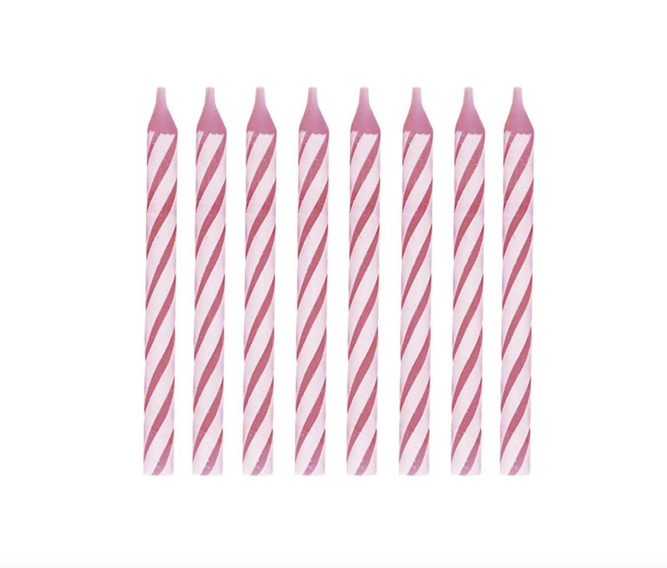 Unique Party Striped Pink Birthday Candles - Pack of 24 | 2.5" Height | Chocolate Scented