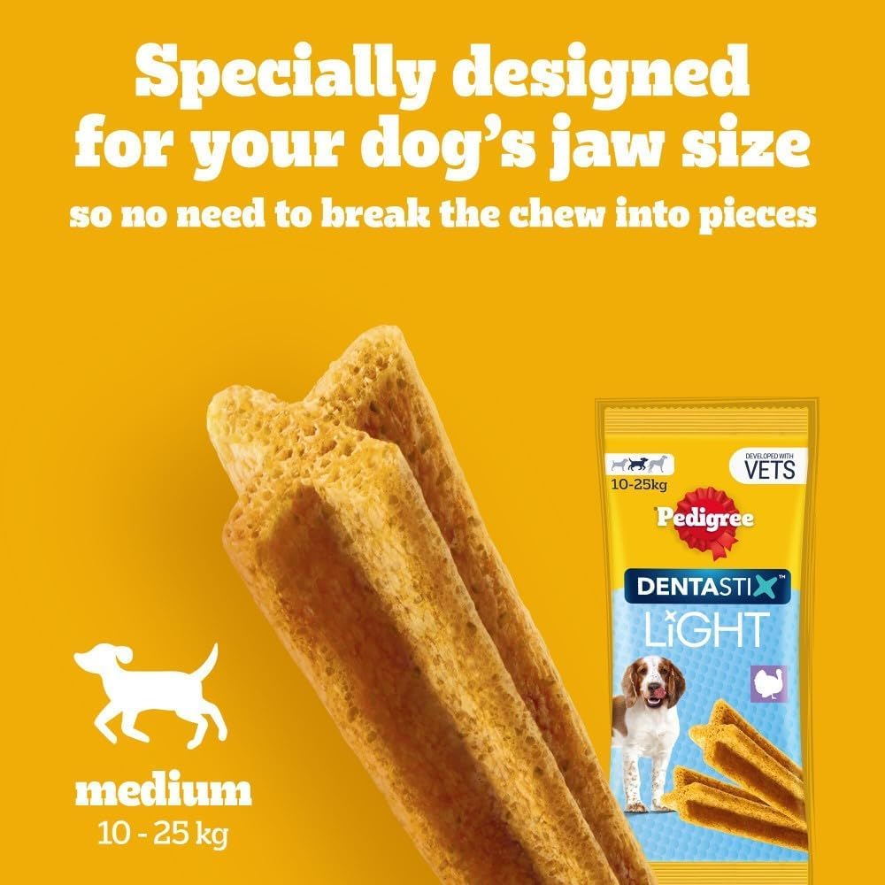Pedigree Dentastix Light Dental Sticks - Medium Dog Treats | Low Fat | Reduces Tartar by 85% 3