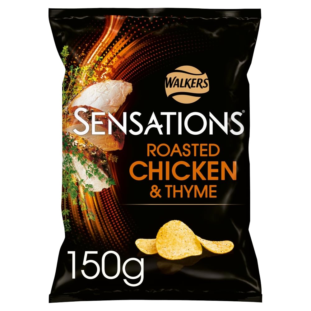 Sensations Roast Chicken & Thyme Thick Cut Premium Potato Crisps, Sharing Bag 150g 10