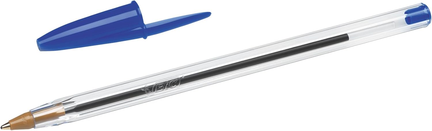 BIC Cristal Original Comfortable Ballpoint Pens - Value Pack of 100 - Blue Colour- Medium Point (1.0 mm) 11