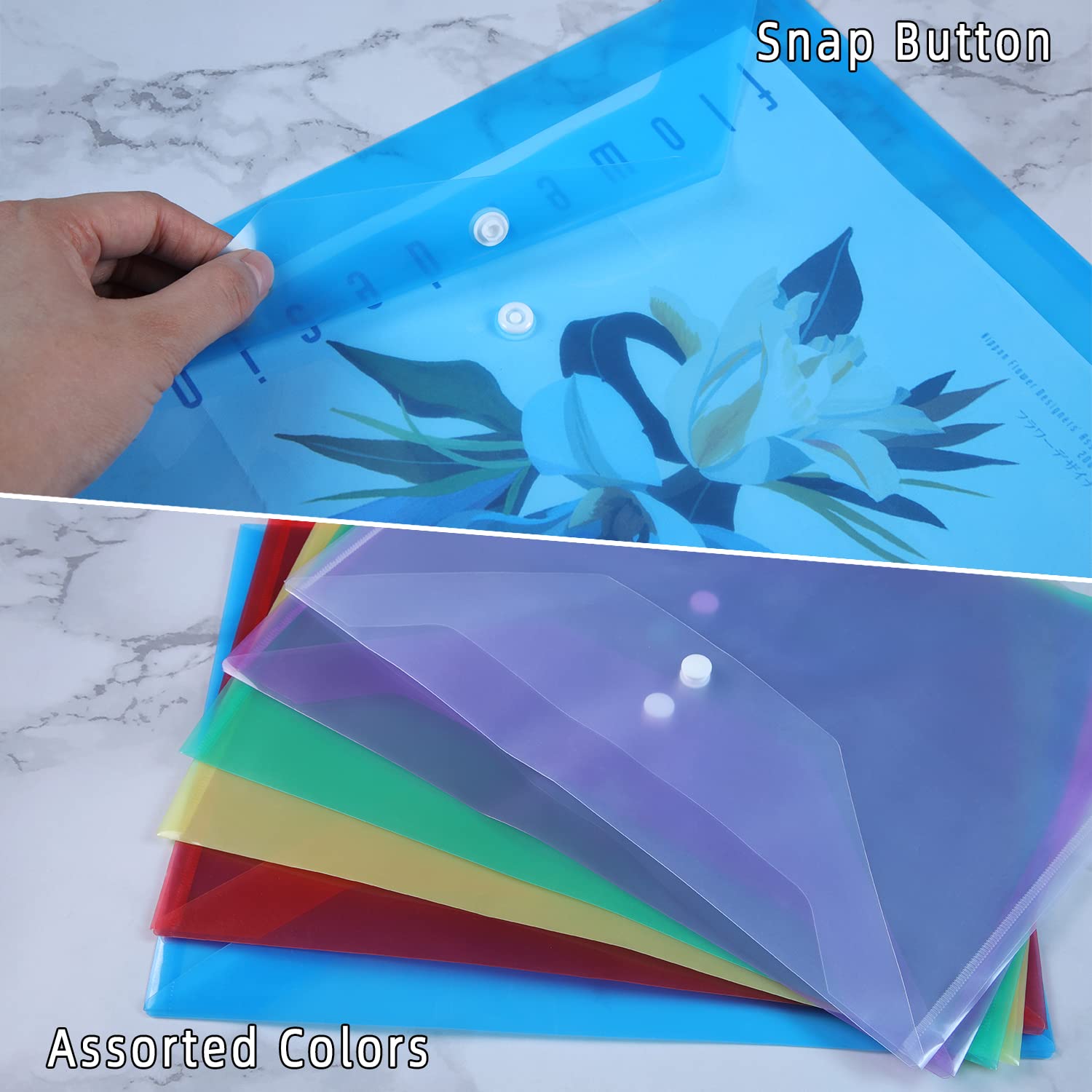 GoodtoU A4 Plastic Document Wallets - 36 Pack, 6 Colours, Popper Closure 3