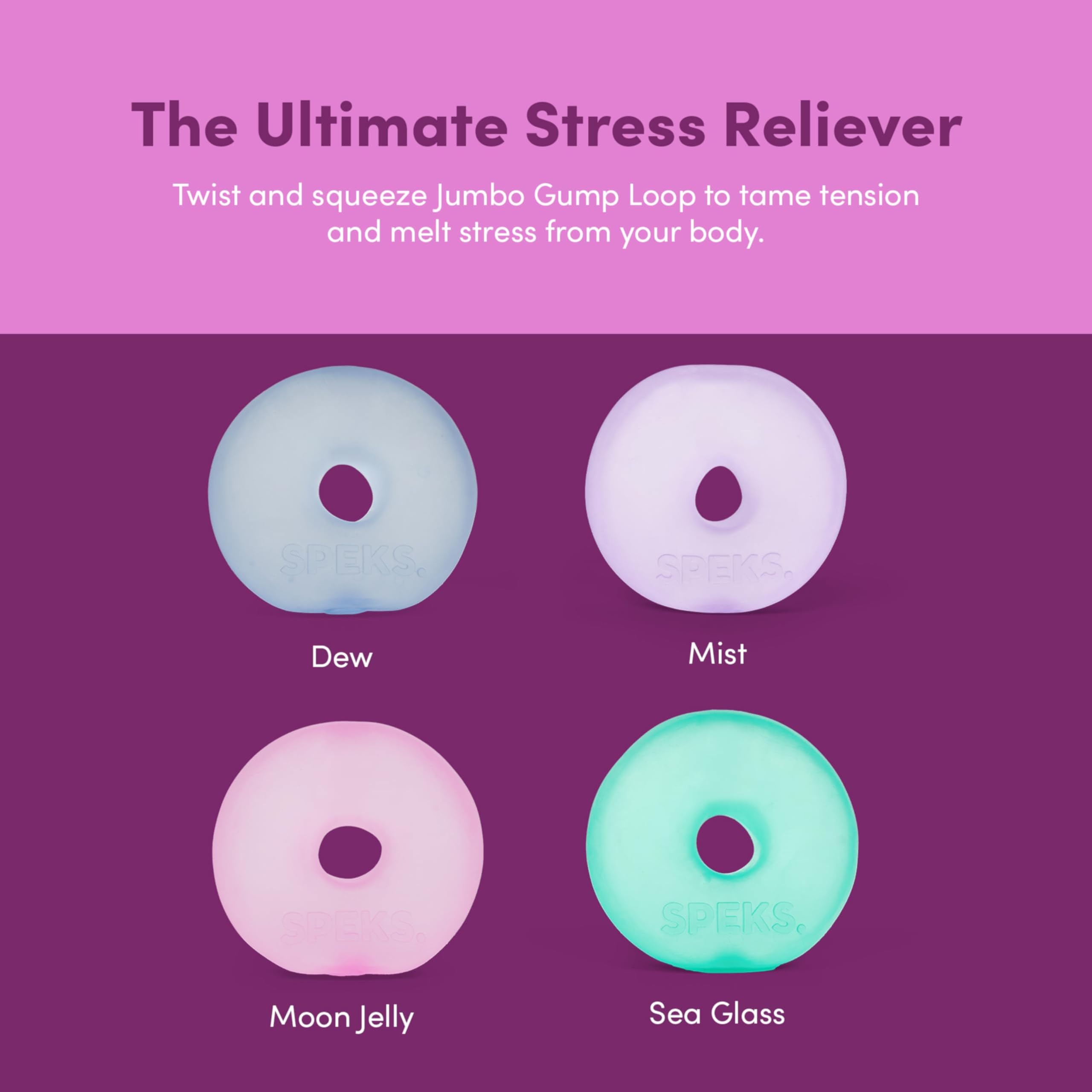 Speks Gump Jumbo Loop Gel-Filled Stress Ball - Ultra-Squishy Fidget Toy | Pink | Large 1 Loop 6