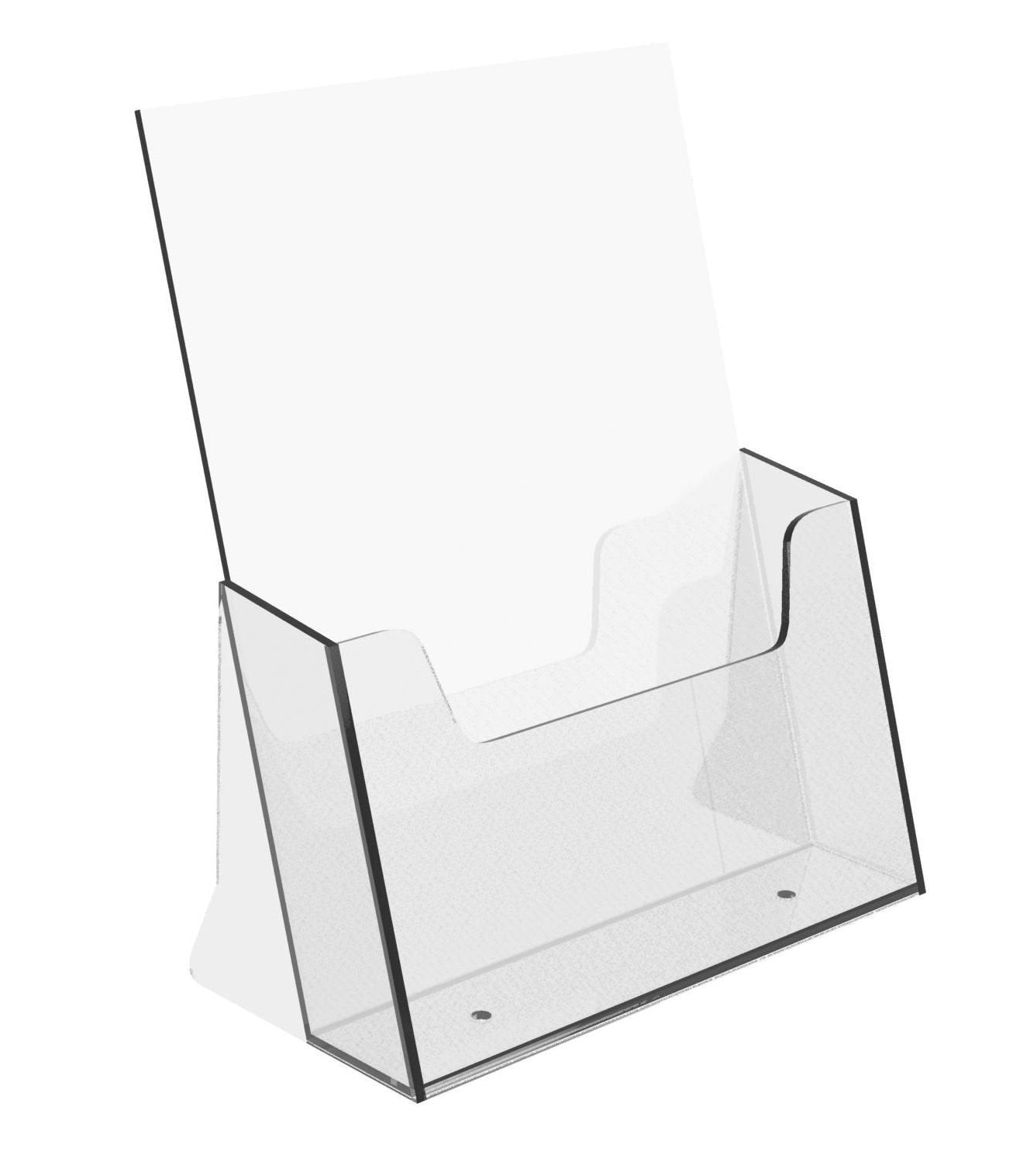 Europel A5 Leaflet & Brochure Holder - Crystal Clear Acrylic | Compact Desk Storage