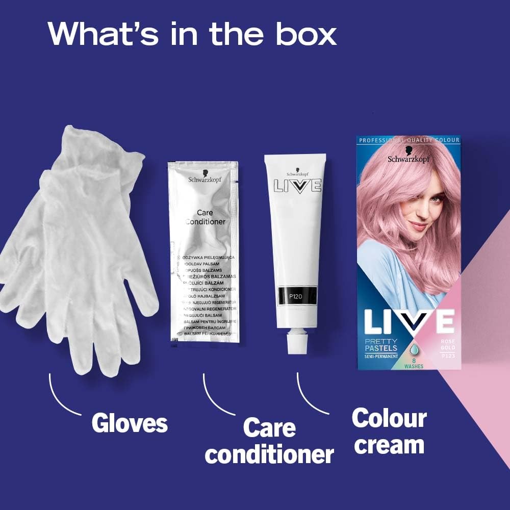 Schwarzkopf LIVE Pretty Pastels Rose Gold Semi-Permanent Hair Dye (50ml) 5