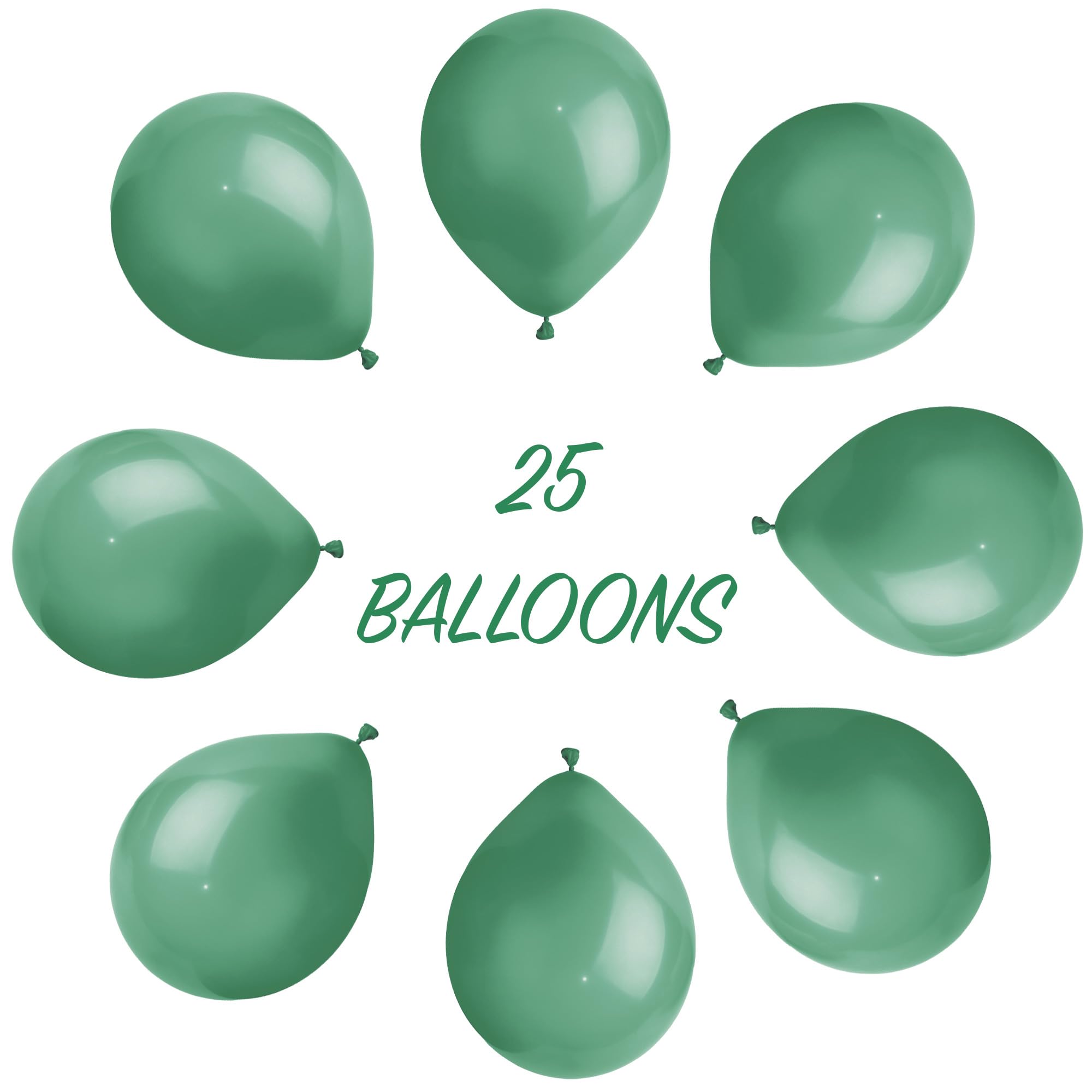 SHATCHI Metallic Green Balloons - 25 Pack, 12 Inch Thick Latex | Biodegradable