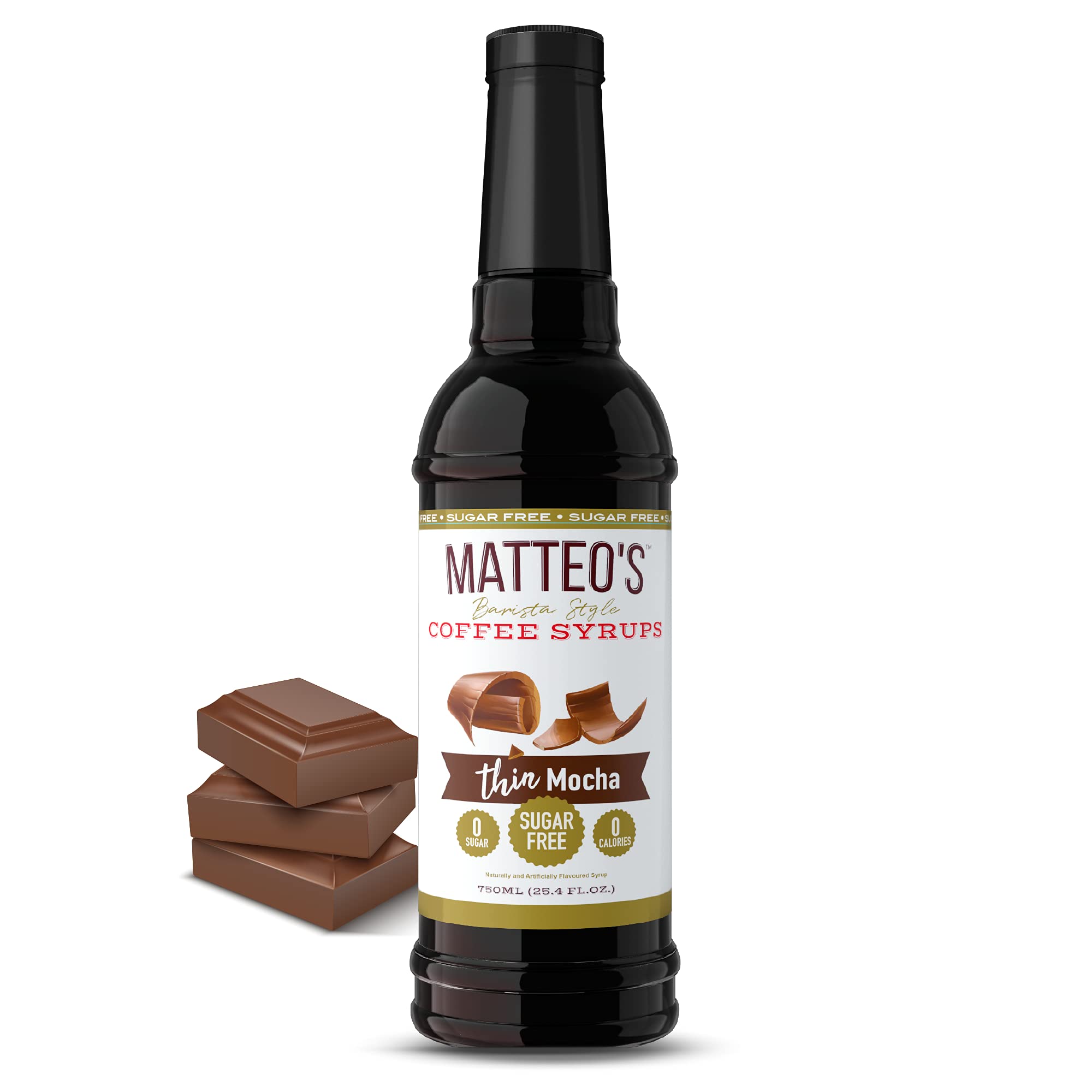 Matteo's Sugar Free Coffee Syrup - Mocha Flavor | 0 Calories | Keto Friendly | 750 ml