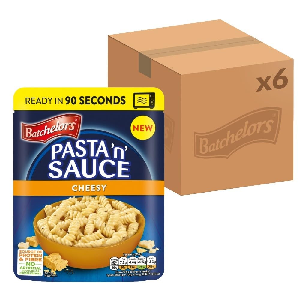 Batchelors Pasta 'n' Sauce Cheesy Microwave Meals - 90 Second Ready Meal | Pack of 6 (200g) 1