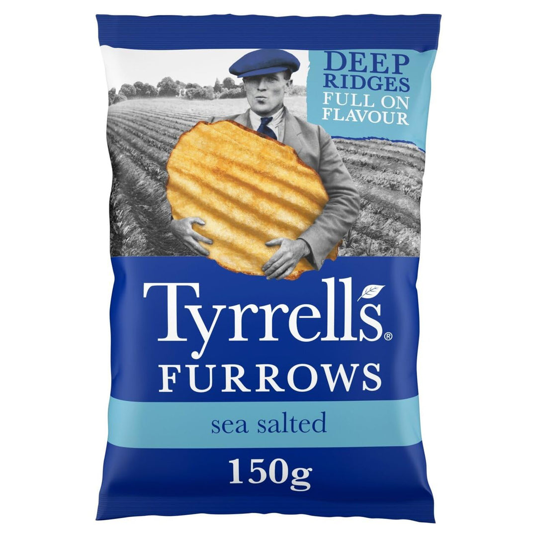 Tyrrells Furrows Sea Salted Handcooked Crisps 150g Sharing Bag