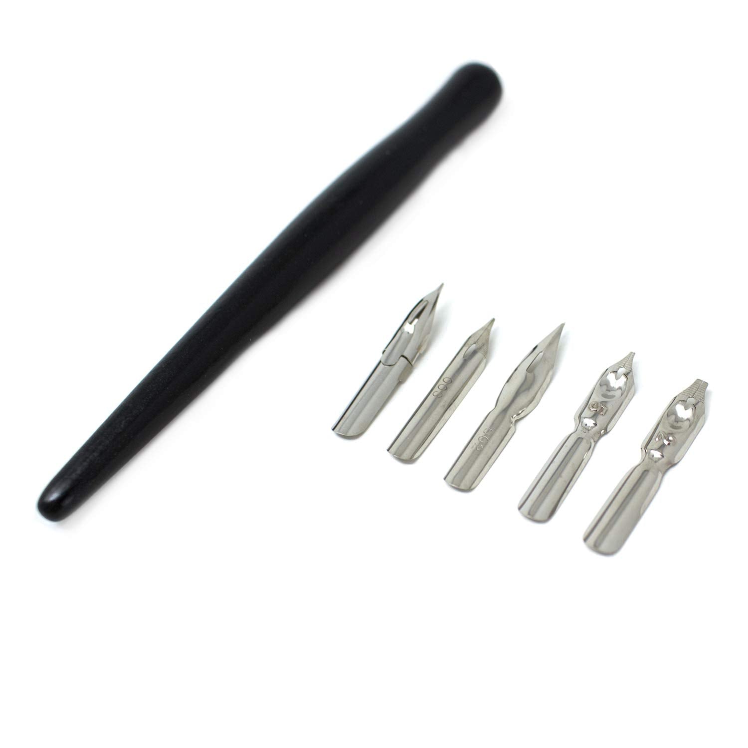 Artway Dip Pen Set - Black Wood Handle with 5 Nibs for Calligraphy & Drawing | Quick Drying 3