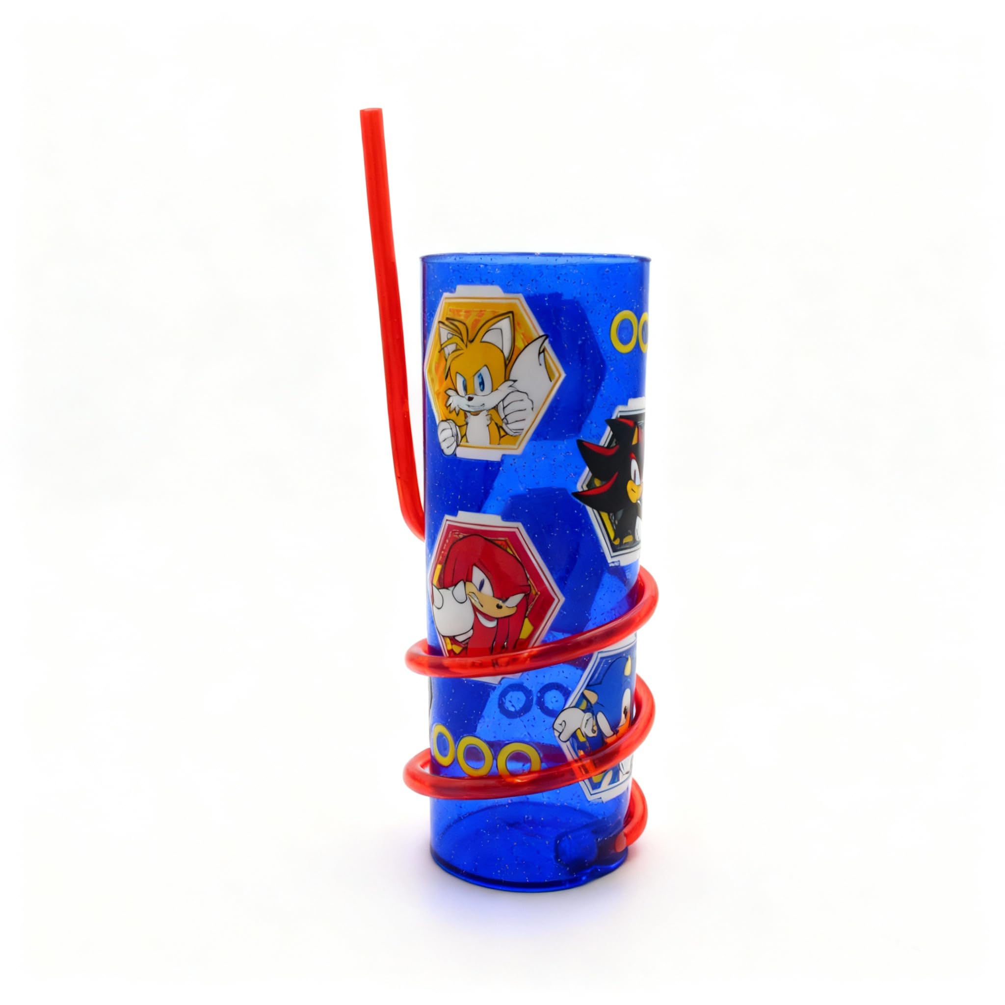 HOX Sonic the Hedgehog Hexagon Swirl Straw Tumbler - 300ML | BPA-Free Plastic | Blue