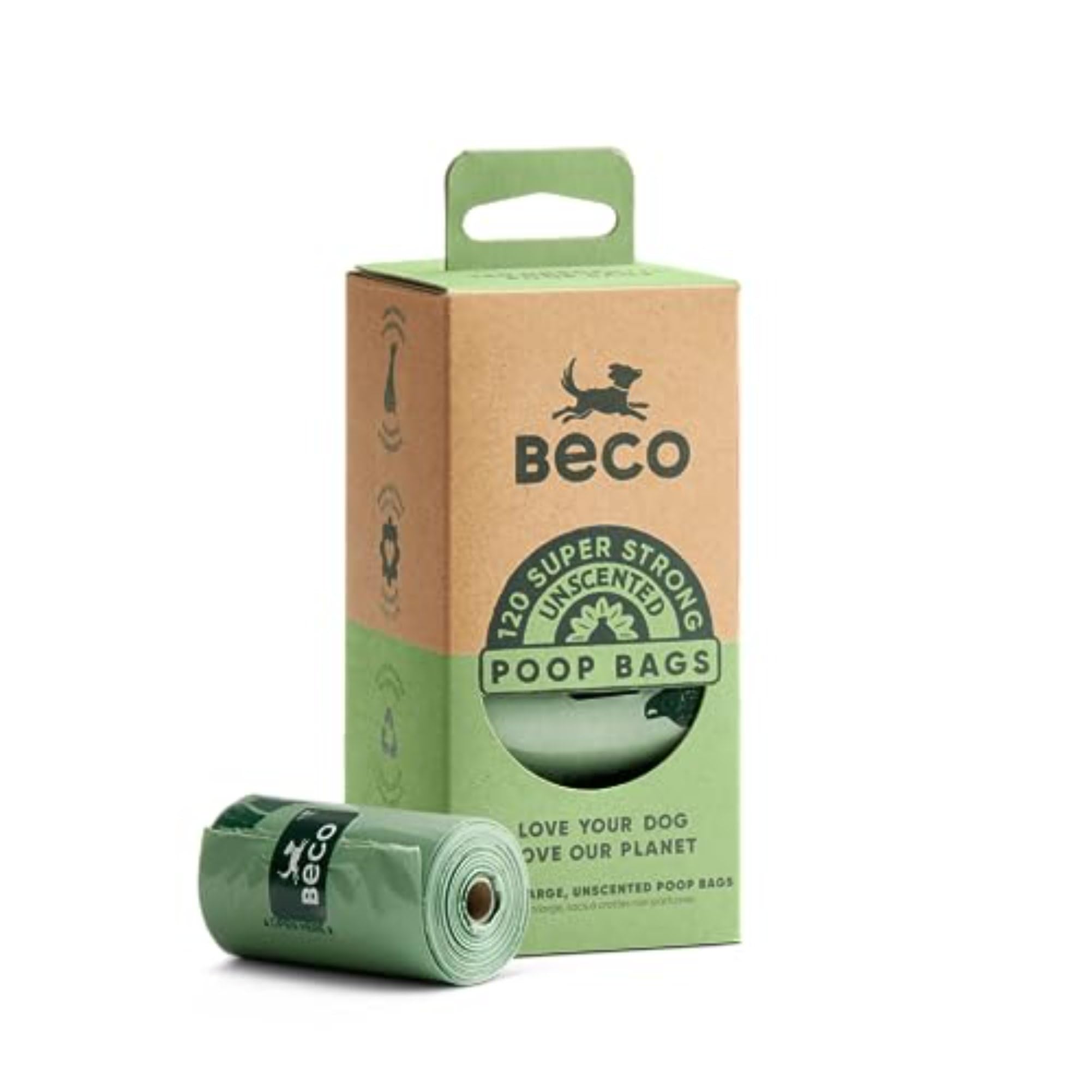 Beco Strong & Large Poop Bags - 120 Bags (8 Rolls of 15) - Unscented Dog Poo Bags 1