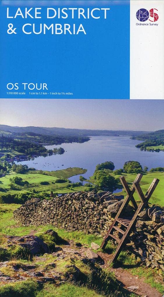 Ordnance Survey Lake District & Cumbria OS Tour Map - 1:100,000 Scale | Folded Map | English
