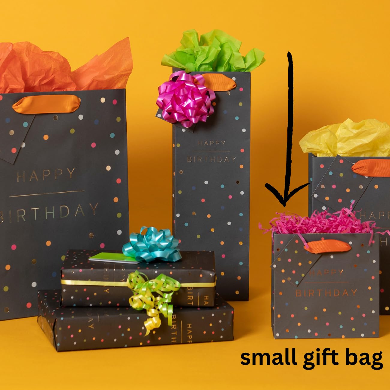 Glick Luxury Small Gift Bag - Happy Birthday Spots | 14cm x 14cm x 6cm | 210 GSM Paper 6