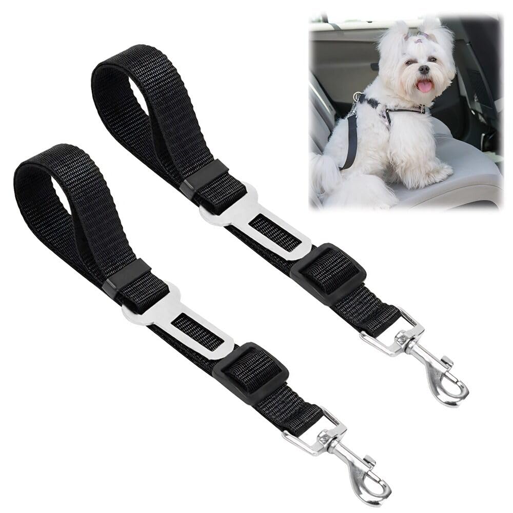 RAM ONLINE Dog Car Seat Belt Strap - 70CM Adjustable, Universal Fit, 2 Pack 1
