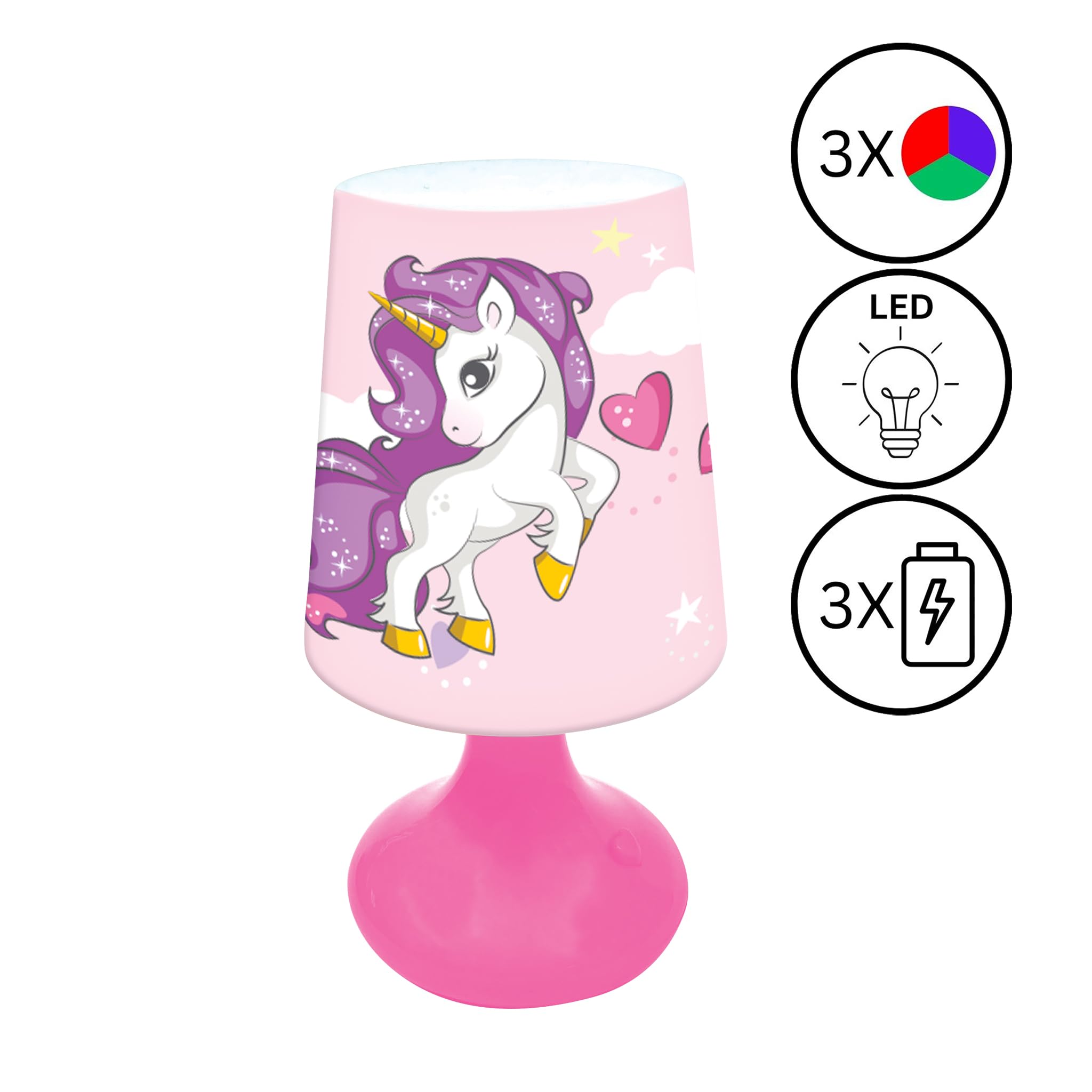 Lexibook - Unicorn Mini Cordless Bedside Lamp and Nightlight MLT10UNI Pink 3