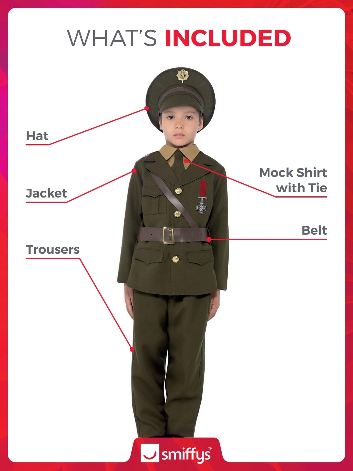 Smiffys Boys Army Officer Costume - World War II Dress Up for Ages 7-12 4