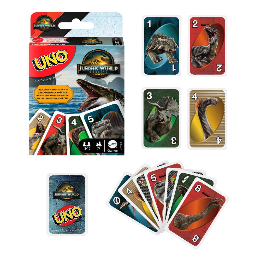 Mattel Games UNO Jurassic World Rebirth Card Game | Ages 7+ | 2-10 Players 2