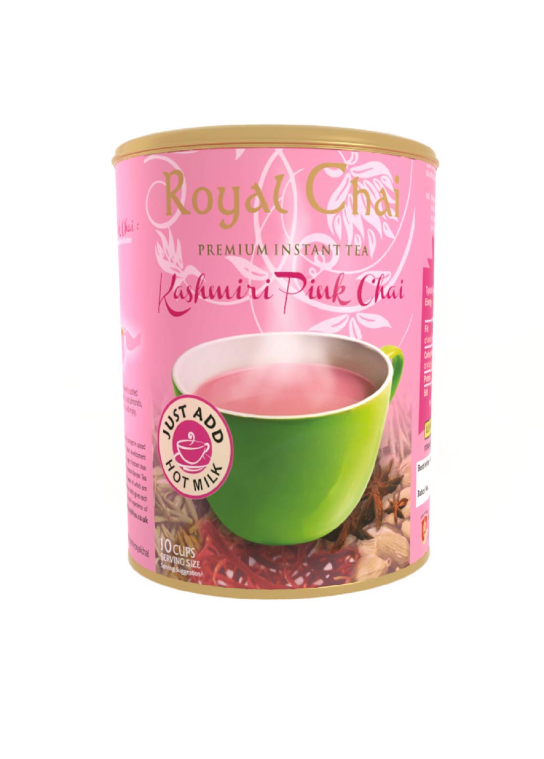 Royal Chai Kashmiri Pink Unsweetened Instant Chai Powder | 400g Tub 1