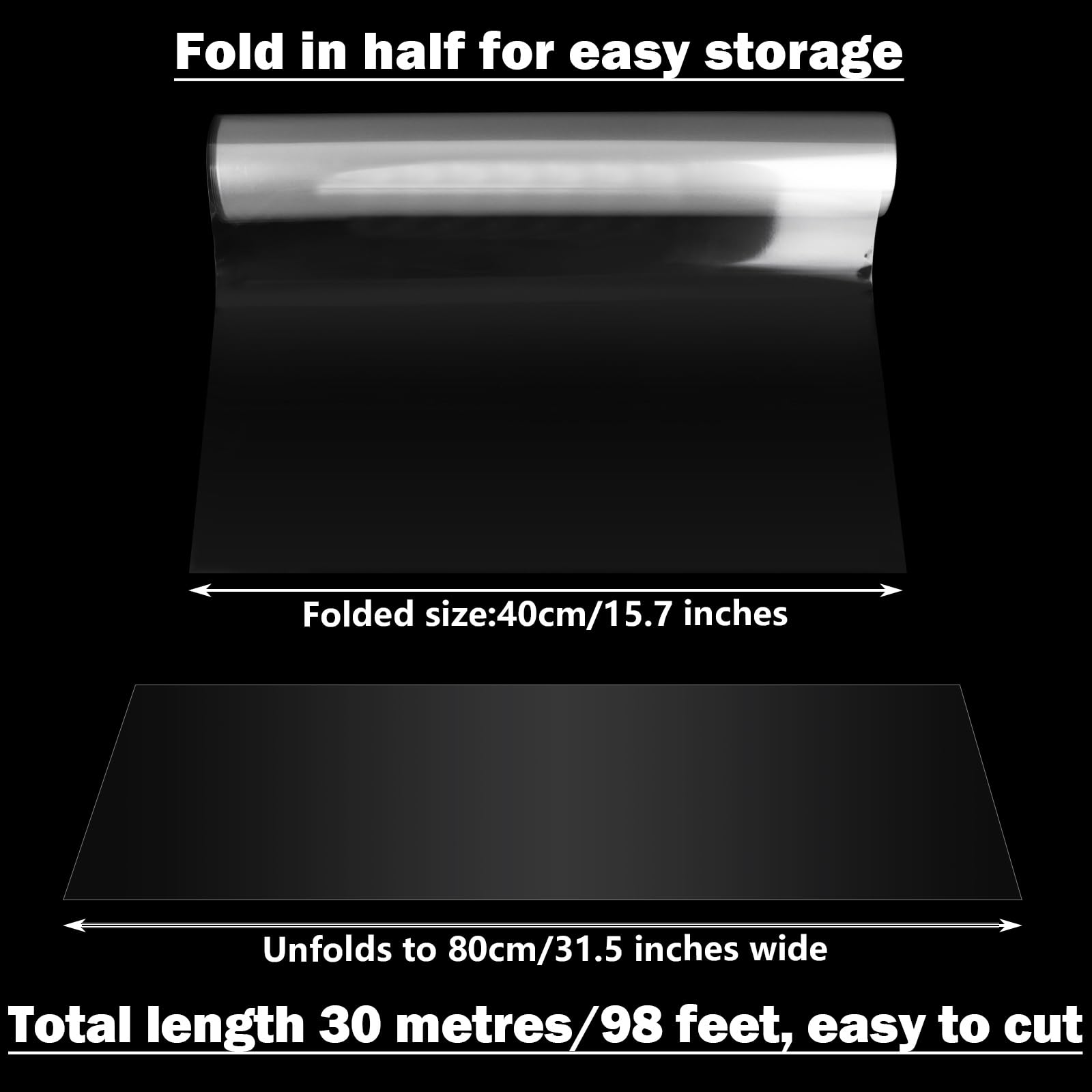 ASelected Clear Cellophane Wrap Roll - Large 30cm x 30m Size | Transparent Plastic for Gifting