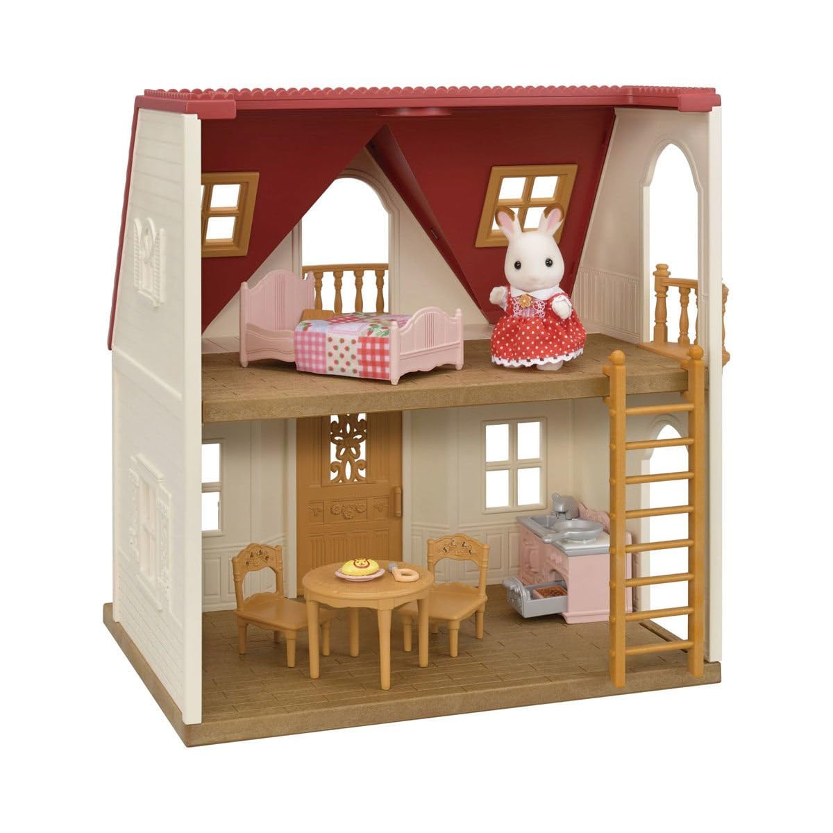 Sylvanian Families Red Roof Cosy Cottage Dollhouse with Chocolate Rabbit Girl Figure | Ages 3+ 5