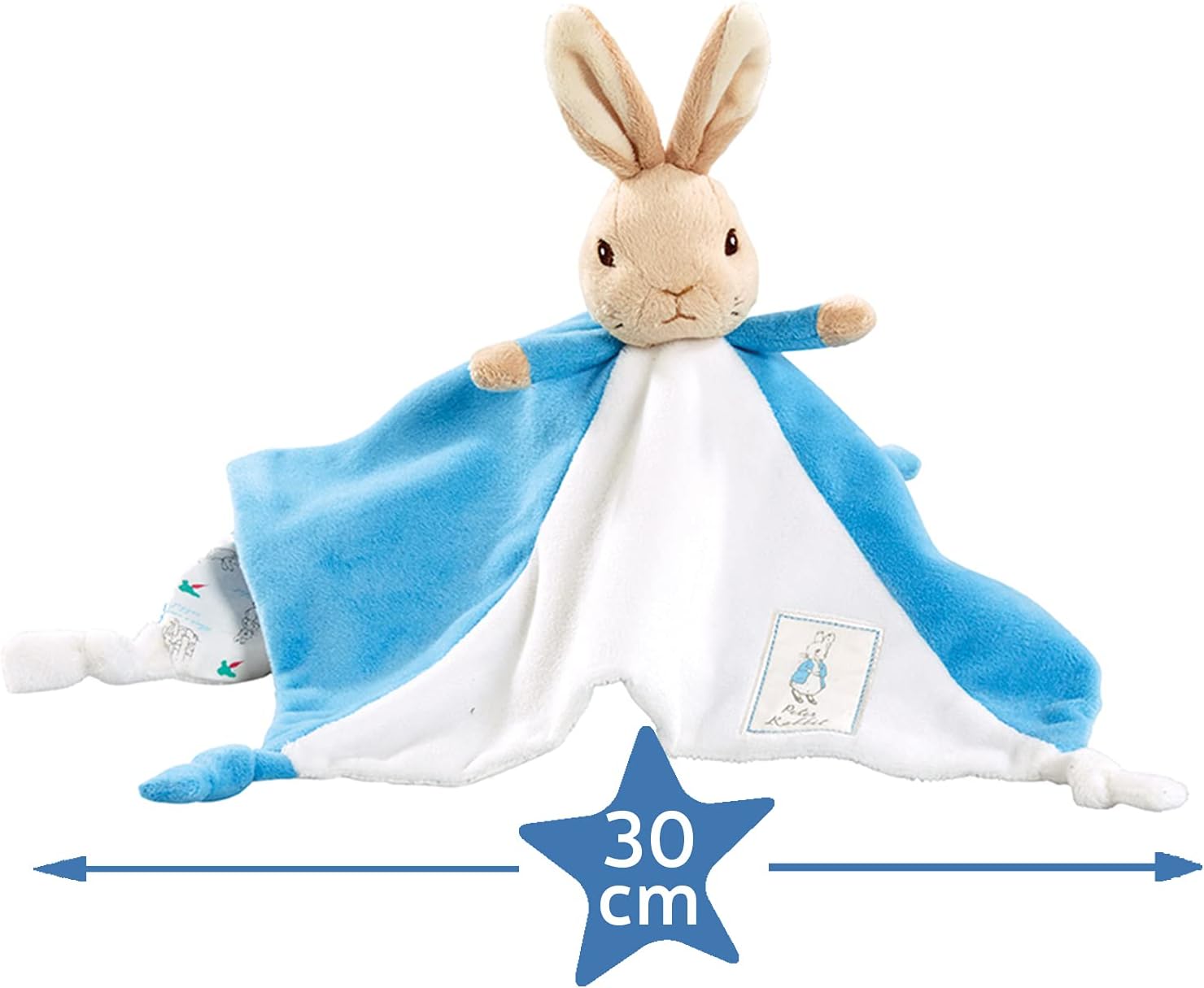 Peter Rabbit Comfort Blanket - Soft Plush Baby Toy with Knotted Corners