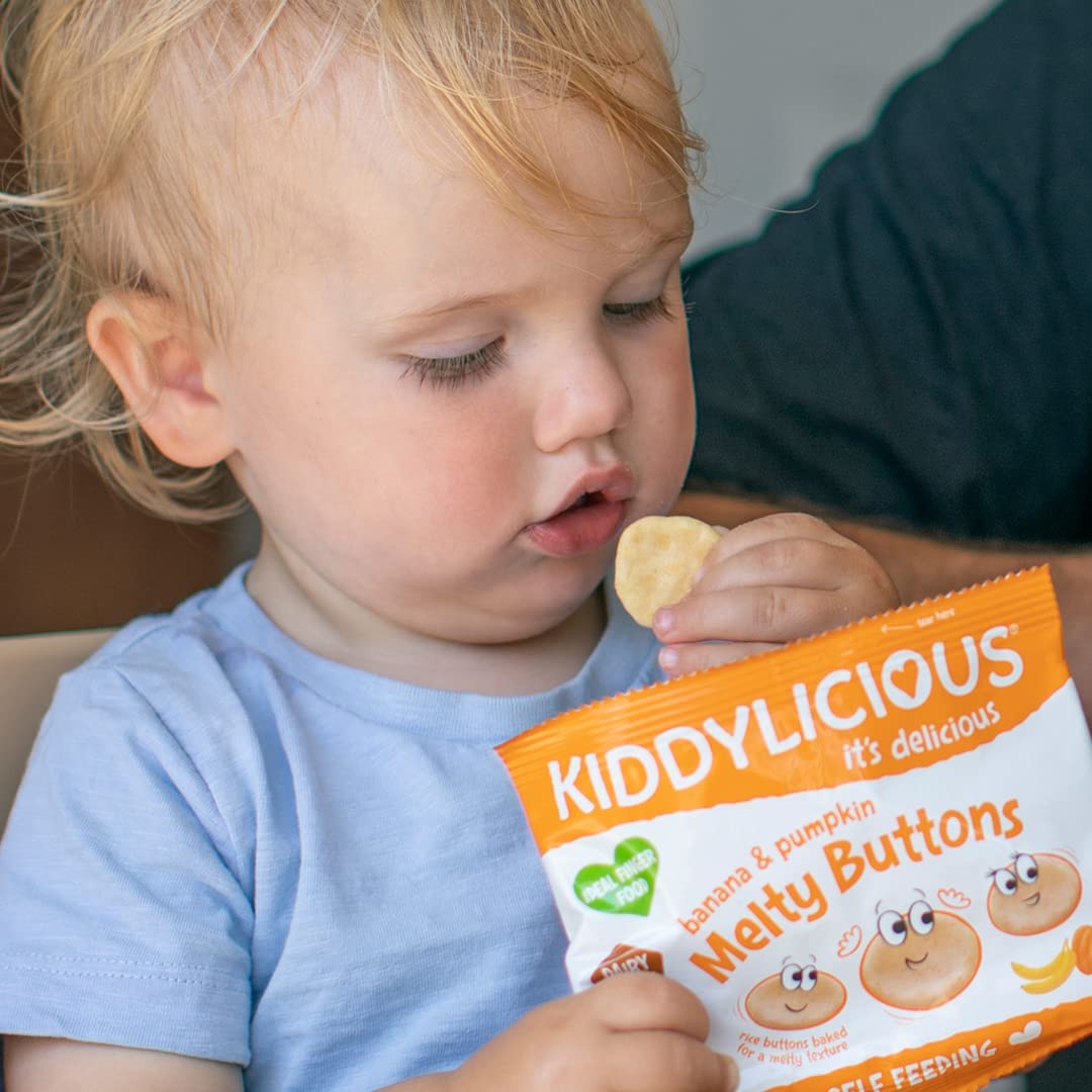 Kiddylicious Banana & Pumpkin Melty Buttons - Portion Controlled Finger Food for Kids | Pack of 10 3