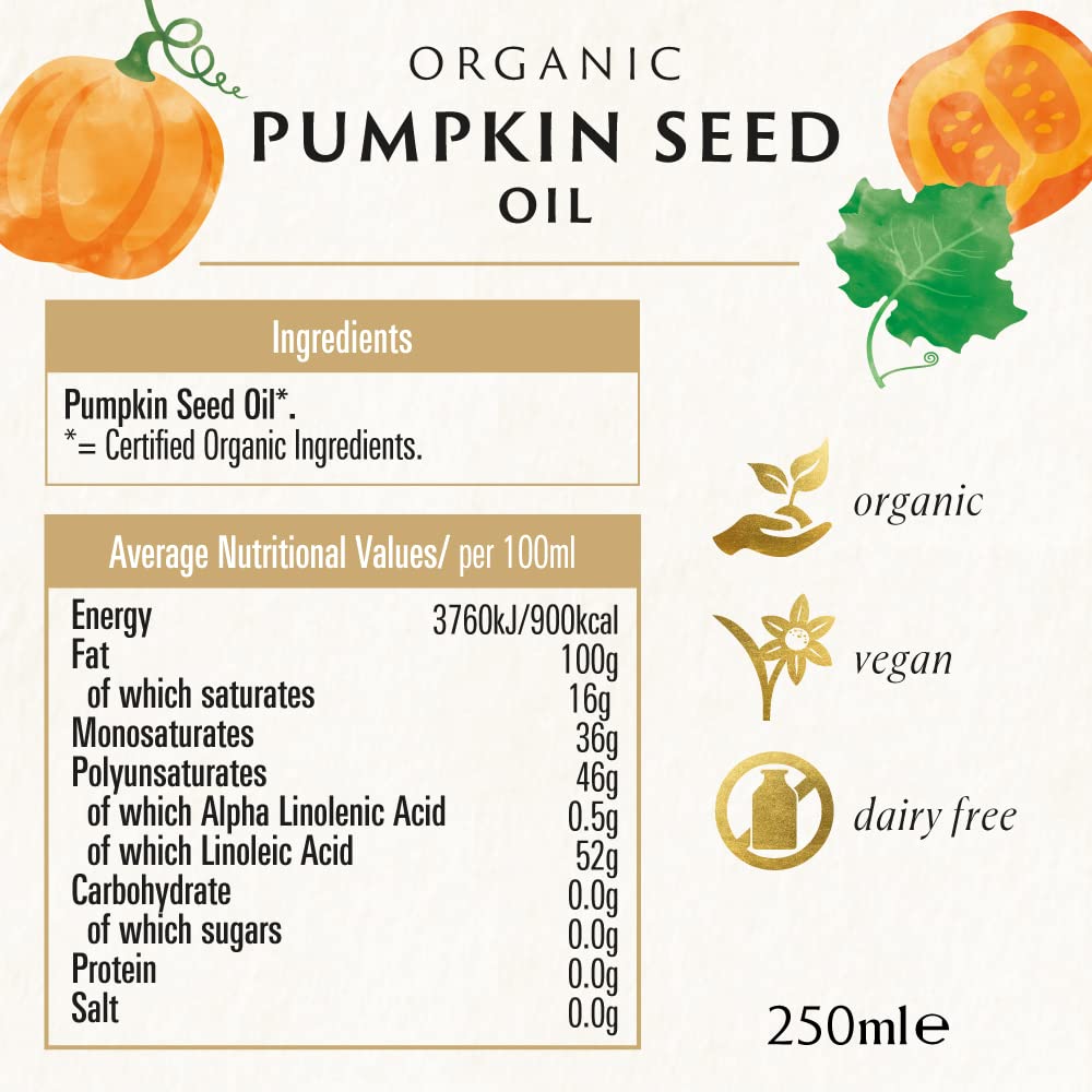 Biona Organic Pumpkin Seed Oil - Cold Pressed | 250 ml | Great Taste Award Winner 2024 2