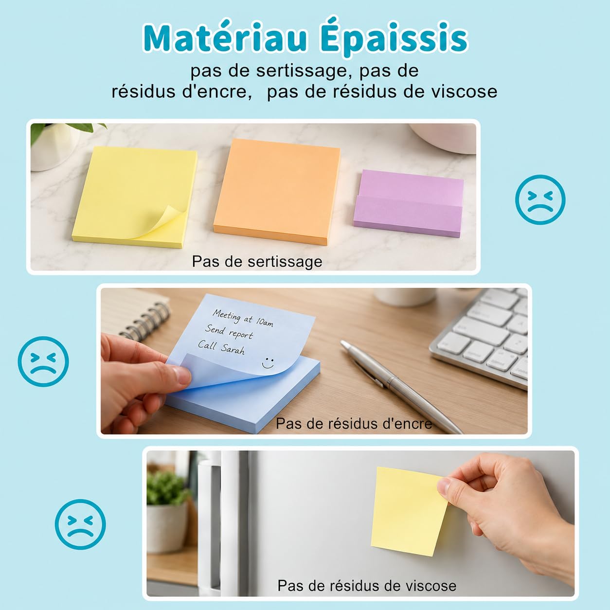 JADUFHU Super Sticky Pastel Self-Stick Notes - 600 Sheets, 76x76mm