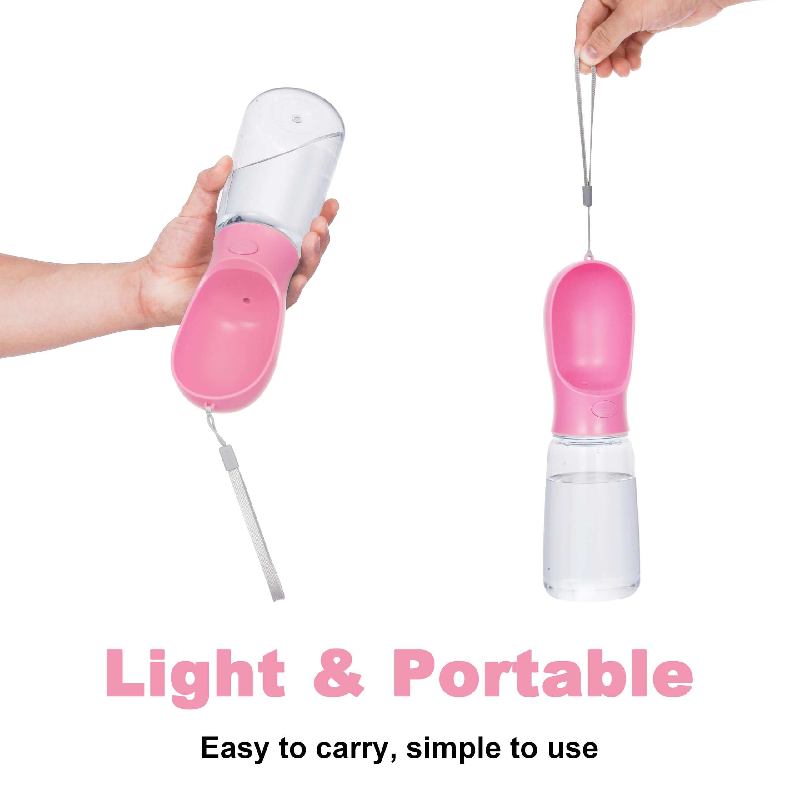 BARGAIN FACTORY Dog Water Bottle - 550 ML Portable Leak Proof Dispenser | Food Grade Plastic | Pink 3