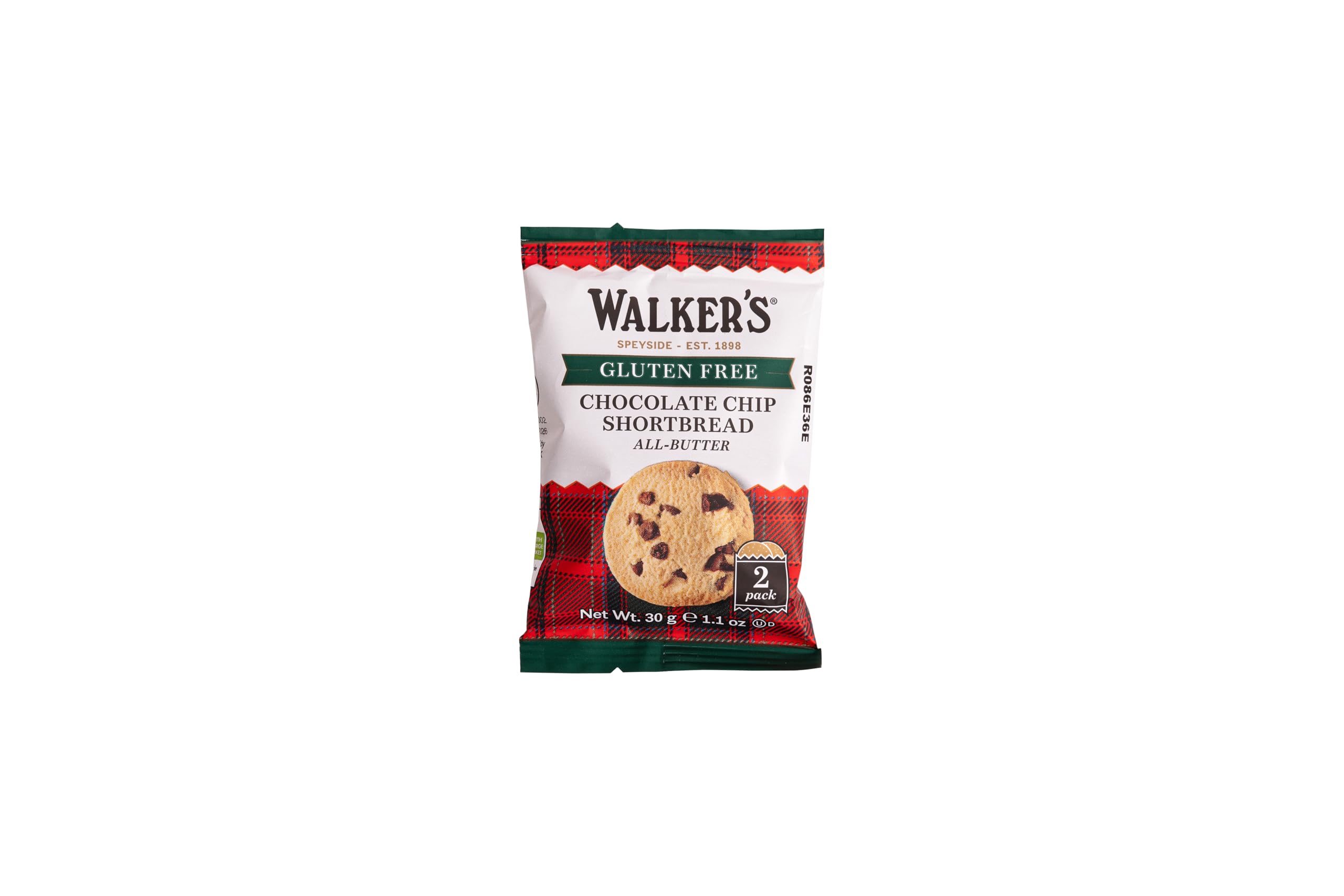 Walker's Shortbread Gluten Free Chocolate Chip Rounds, 60 Pack of 2 - Pure Butter Scottish Shortbread
