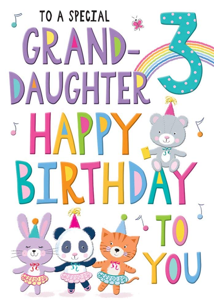 Piccadilly Greetings Age 3 Granddaughter Birthday Card - 9 x 6 Inches