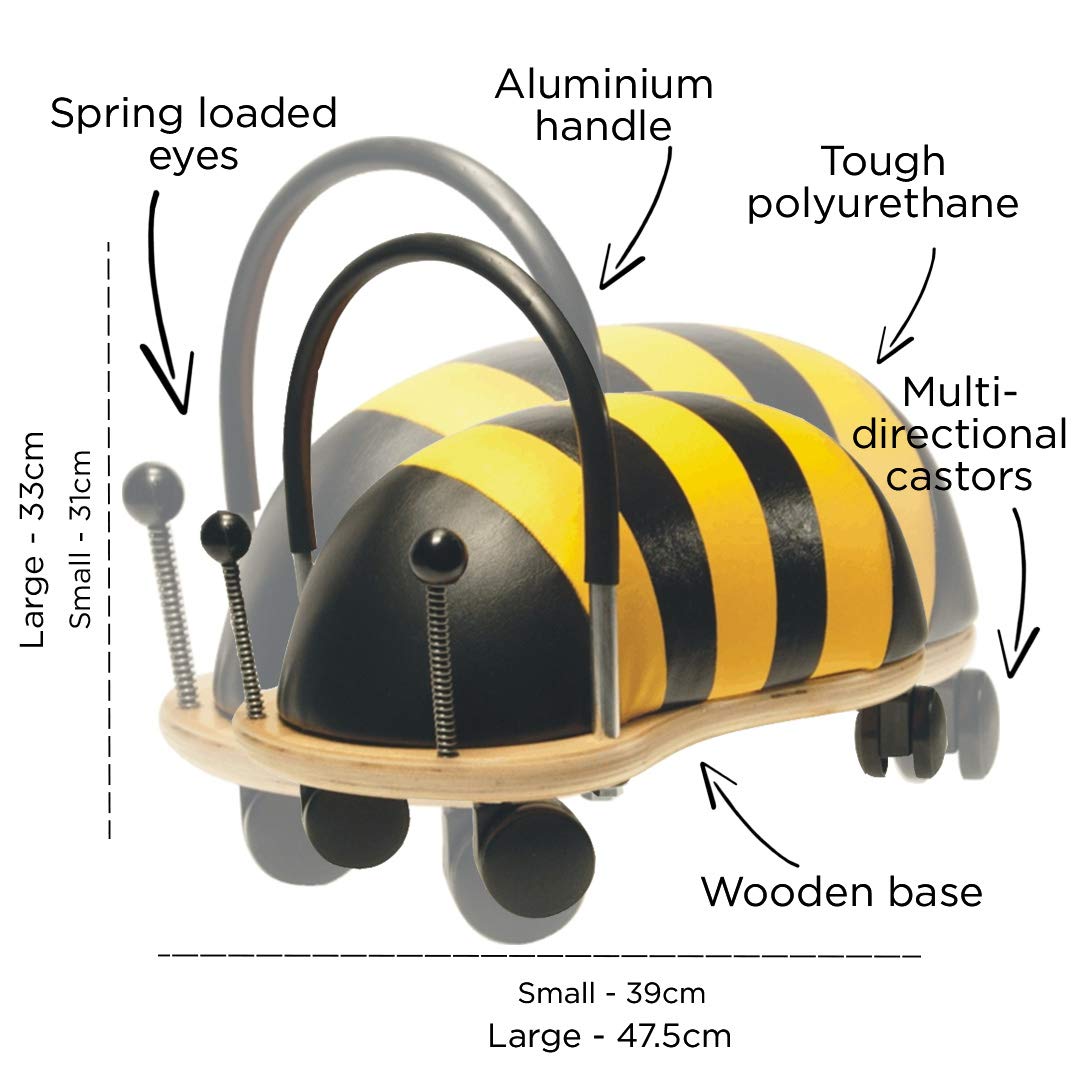 Wheelybug Toddler Wooden Ride-On - Small Bee | Ages 1-3 Years | Multi-Directional Castors