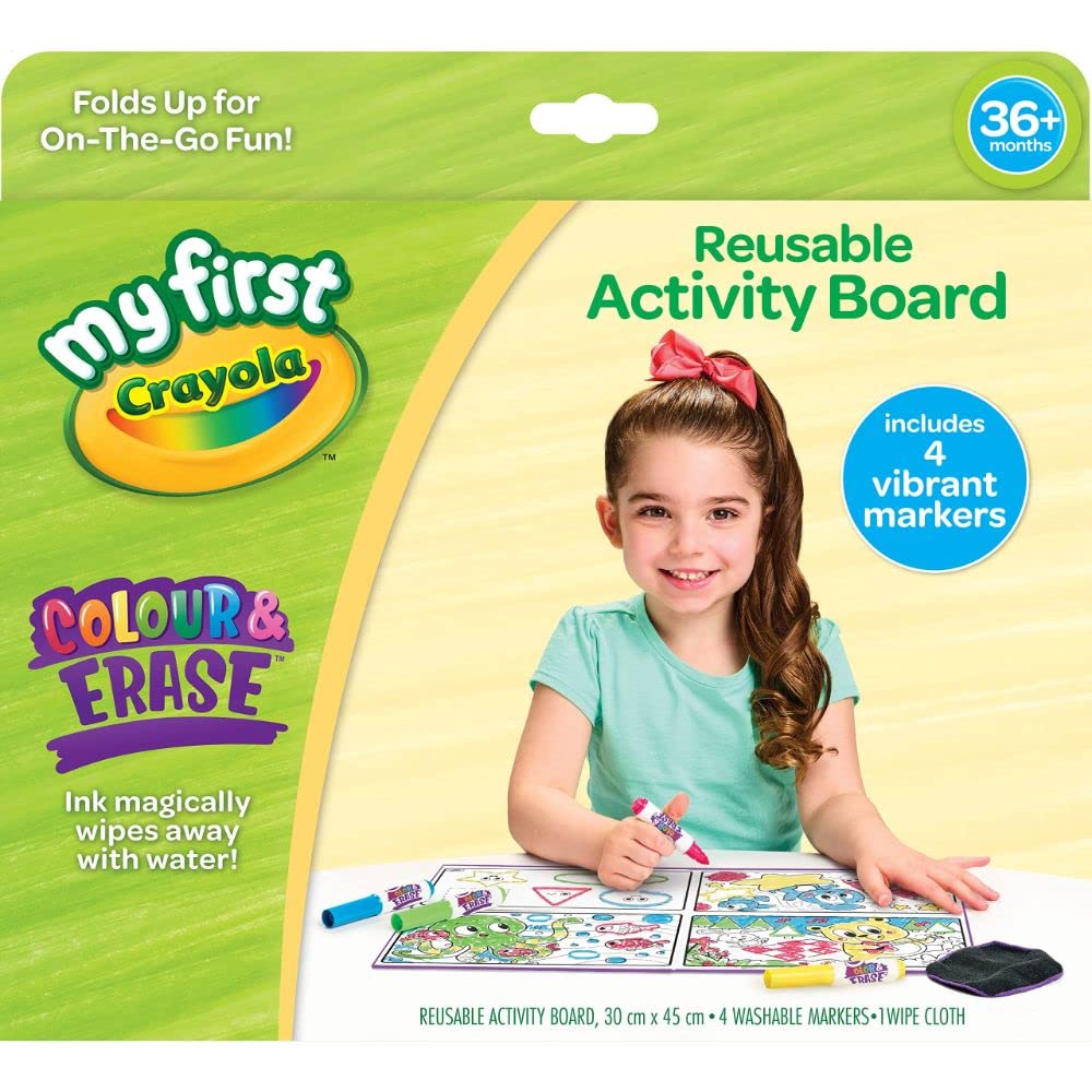 CRAYOLA MyFirst Colour & Erase Reusable Activity Board - Washable Markers for Kids 36 Months+