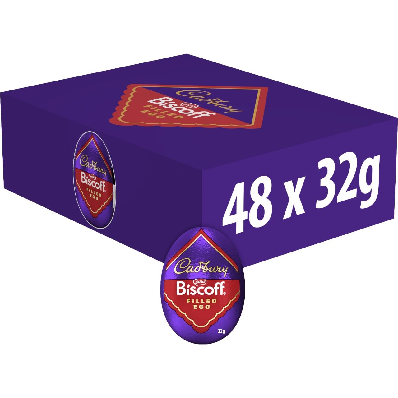 Cadbury Dairy Milk Biscoff Filled Chocolate Egg - Pack of 48 | Filled with Crunchy Lotus Biscoff Spread